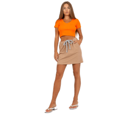 BASIC FEEL GOOD Dámská sukně s vázáním tepláková mini BASIC hnědá RV-SD-8064.77_388734 L