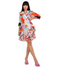 ITALY MODA Dámské šaty s volánky LIMA oranžovo-růžové DHJ-SK-0997-2.34X_389265 Univerzální
