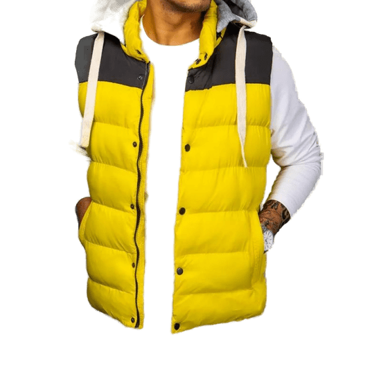 Dstreet Pánská vesta s kapucí CRISS žlutá tx4321