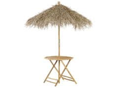Beliani Bambusový zahradní bistro stolek se slunečníkem VIGNOLA