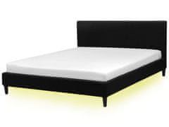 Beliani Čalouněná černá postel LED 180 x 200 cm FITOU