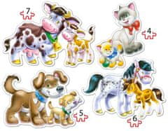 Castorland Puzzle 4v1 Zvířata s dětmi 22 dílků