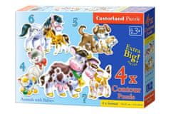 Castorland Puzzle 4v1 Zvířata s dětmi 22 dílků