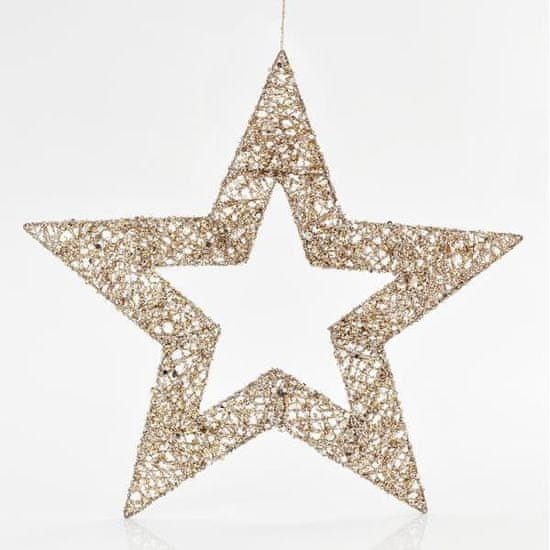 Eurolamp SA Hvězda, zlatá s glitry, 60 cm
