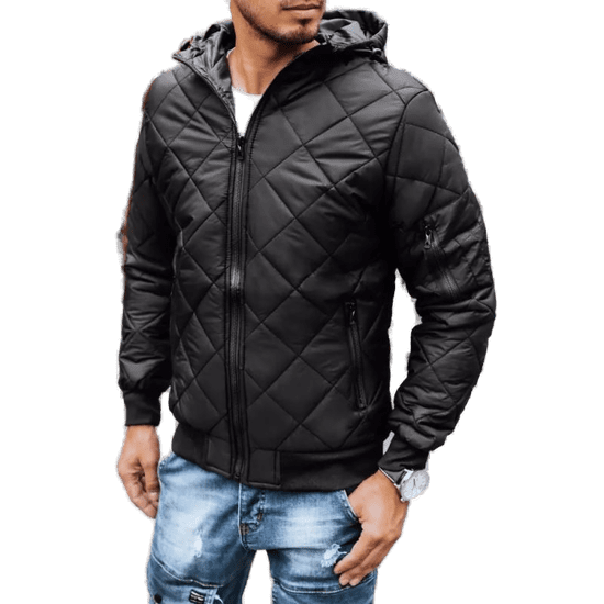 Dstreet Pánská podzimní bunda s kapucí černá FALL tx2601z