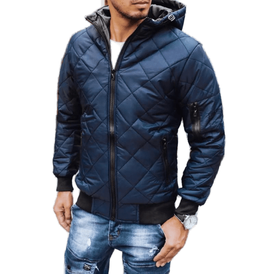 Dstreet Pánská podzimní bunda s kapucí tmavě modrá FALL tx2602z