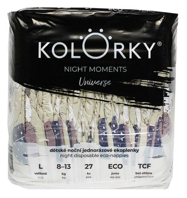 Levně KOLORKY NIGHT MOMENTS - Vesmír - L (8-13 kg) - 27 ks - noční jednorázové ekoplenky