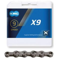 KMC Řětez X9 - balený, 114 článků, šedá (9s)