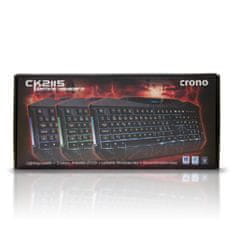 Crono CK2115 - herní klávesnice se 3 barvami podsvětlení, USB, CZ / SK, černá
