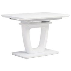Autronic Moderní jídelní stůl Jídelní stůl 110+40x75 cm, bílá 4 mm skleněná deska, MDF, biely matný lak (HT-430 WT)