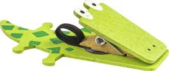 Krokodýl, dřevěný kolíček s magnetem a poutkem na tužku