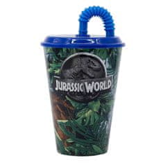 Stor Plastový pohár s víkem a brčkem JURASSIC WORLD Dinosaur, 430ml, 14630