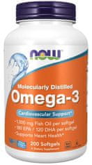Omega-3, molekulárně destilované, 200 softgelových kapslí