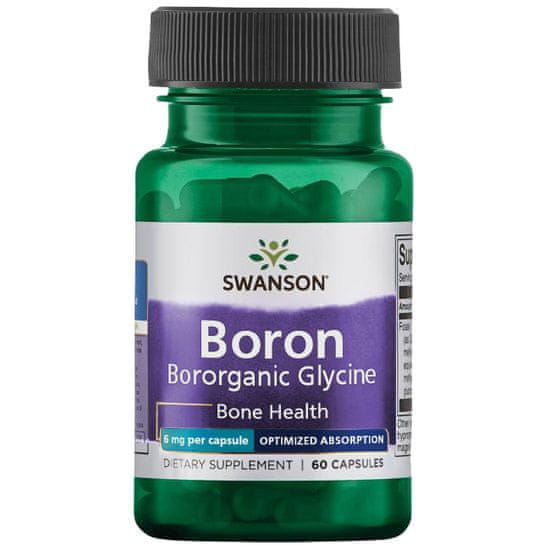 Swanson Boron from Albion Boroganic Glycine (Bor glycinát), 6 mg, 60 kapslí