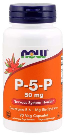 NOW Foods Vitamin B6 P-5-P, 50mg, (vitamin v aktivní formě), 90 kapslí