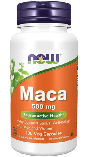 NOW Foods Maca (řeřicha peruánská), 500 mg, 100 rostlinných kapslí