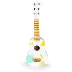 EcoToys Dětská dřevěná kytara - 6 strun | bílá