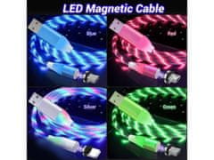 Bomba LED svítící magnetický USB kabel 3v1 pro iPhone/Android 1M Barva: Zelená