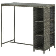 Vidaxl Barový stolek s úložným regálem šedý 120x60x110 cm polyratan