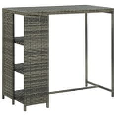 Vidaxl Barový stolek s úložným regálem šedý 120x60x110 cm polyratan