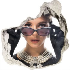 Wallmuralia Fotoobraz díra na stěnu Žena v brýlích 75x75 cm