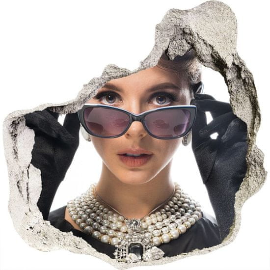 Wallmuralia Fotoobraz díra na stěnu Žena v brýlích