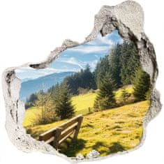 Wallmuralia Díra 3D ve zdi nálepka Podzim v horách 125x125 cm