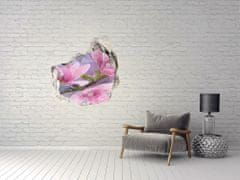 Wallmuralia 3D díra na zeď Růžová magnolie 100x100 cm