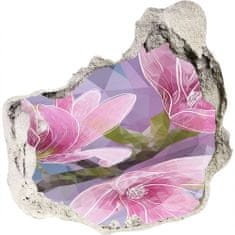 Wallmuralia 3D díra na zeď Růžová magnolie 100x100 cm