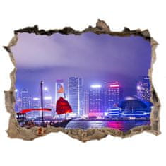 Wallmuralia Nálepka fototapeta 3D výhled Hong kong noc 120x81 cm