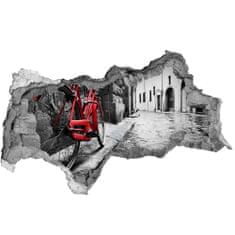 Wallmuralia Díra 3D foto tapeta nálepka Červené kolo 115x88 cm