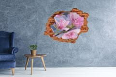 Wallmuralia 3D díra na zeď Růžová magnolie 90x70 cm