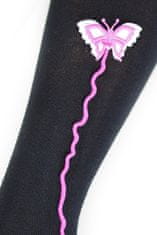 Gemini Hladké dívčí punčochové kalhoty s obšitím a aplikací 2-6 let černá 92-98