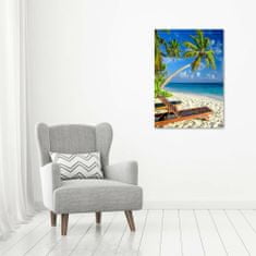 Wallmuralia Vertikální Foto obraz skleněný svislý Tropická pláž 70x100 cm 2 úchytky