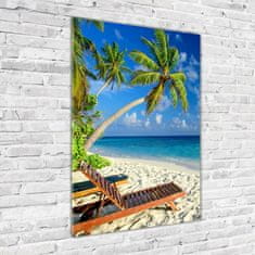 Wallmuralia Vertikální Foto obraz skleněný svislý Tropická pláž 70x100 cm 2 úchytky