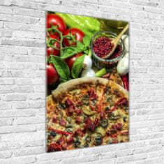 Wallmuralia Vertikální Fotoobraz skleněný na stěnu do obýváku Pizza 70x100 cm 4 úchytky