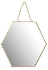 Home&Styling Nástěnné zrcadlo ve tvaru šestiúhelníku, šířká 29 cm, kov, zlatá barva