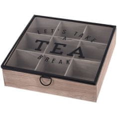 Excellent Houseware Dřevěná krabička na čaj, 9 přihrádek
