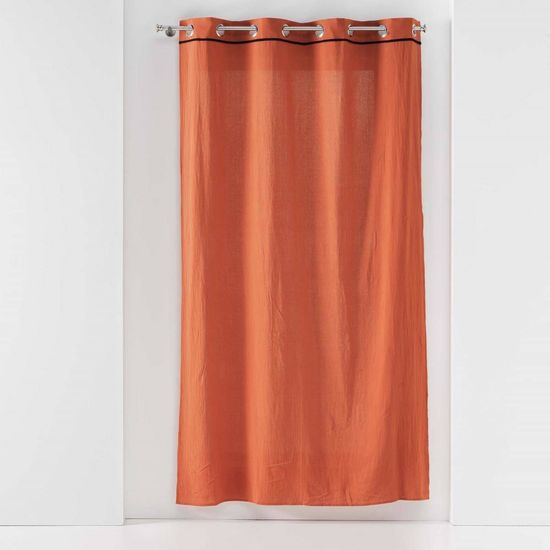 Douceur D'Interieur Závěs s kovovými kroužky LINETTE, bavlna, 135 x 240 cm, oranžový