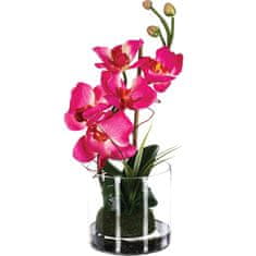 Atmosphera Růžová orchidej v skleněné váze, domácí dekorace, výška 37 cm