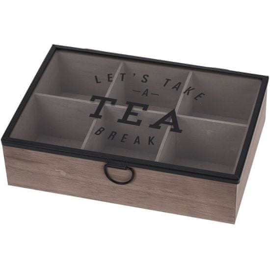 Excellent Houseware Dřevěná krabička na čaj, 6 přihrádek, TEA