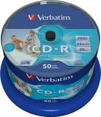 Verbatim CD-R80 700MB/ 52x/ Inkjet printable Non ID/ 50pack/ spindle