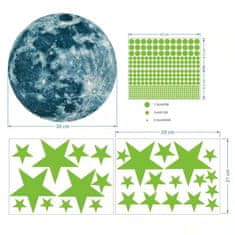 Severno Fluorescenční samolepky - měsíc a hvězdy 437 ks.