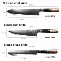 IZMAEL Sada damaškových kuchyňských nožů Japan-9ks/Hnědá KP13841