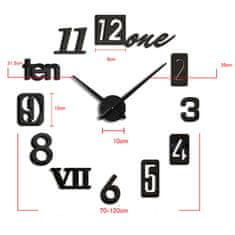 IZMAEL Moderní nástěnné nalepovací hodiny-Černá KP16516
