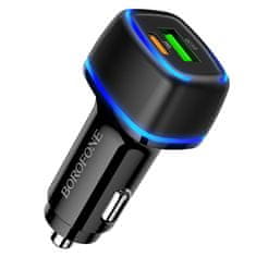 Borofone nabíječka do auta s kabely USB - USB-C, Lightning - Černá KP24022