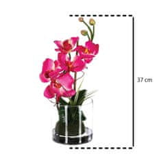 Atmosphera Růžová orchidej v skleněné váze, domácí dekorace, výška 37 cm