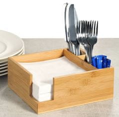 Kesper Bambusová krabice na ubrousky s příbory, dřevěná skříňka na ubrousky, ubrousky, organizátor kuchyně, kuchyňské doplňky