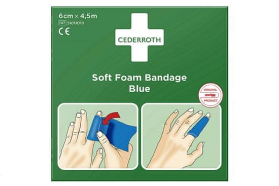 CEDERROTH Cederroth Soft Foam Bandage Blue, 6 cm x 450 cm