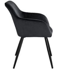 tectake 8x Židle Marilyn sametový vzhled černá